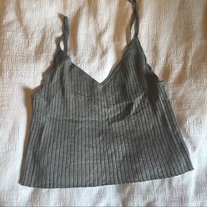 Kendall & Kylie Grey Ribbed Crop Top (Size M)